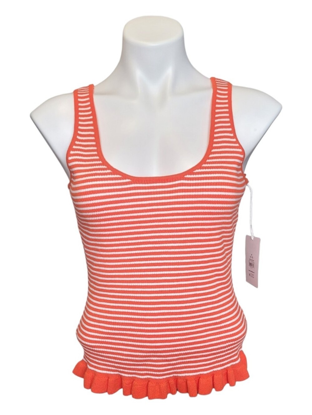 NWT Free Assembly Womens Medium Orange And White Striped Tank Top